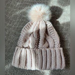 Light Pink Knitted Hat with Pink Pom Pom H&M